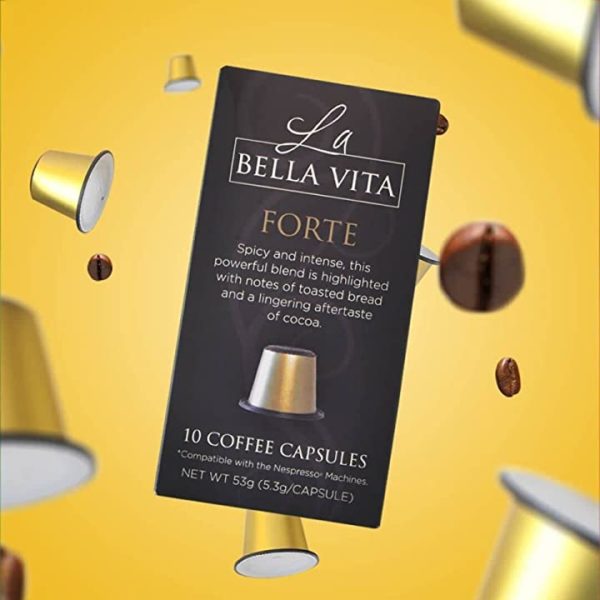 La Bella Vita Coffee Capsules for Nespresso Machines, Gourmet Italian Small Batch Roasted Coffee Capsules (10 Capsules)