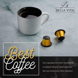 La Bella Vita Coffee Capsules for Nespresso Machines, Gourmet Italian Small Batch Roasted Coffee Capsules (10 Capsules) - Forte